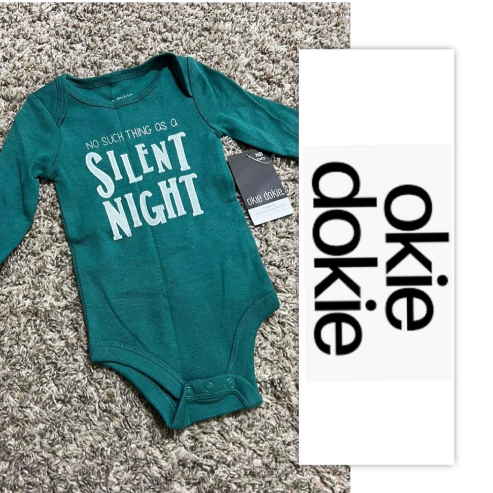 Okie Dokie Green Silent Night Infant Onesie